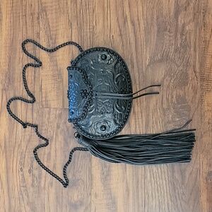 Sam Edelman Black Metal Rosaleen Logo Box Bag